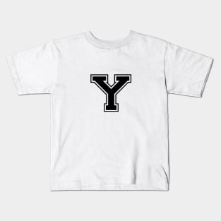 Initial Letter Y - Varsity Style Design - Black text Kids T-Shirt